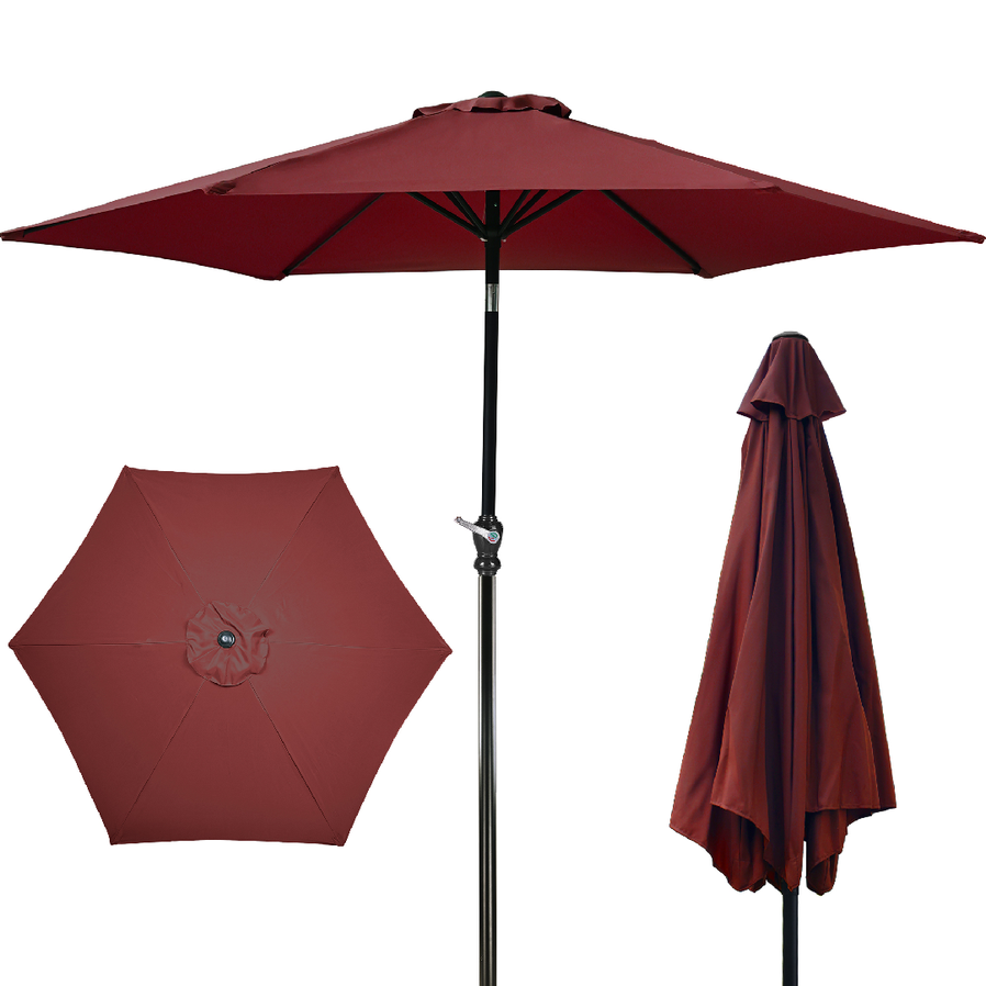 JMT-256522 Outdoor Patio Umbrella with Push-button Tilt and Crank Handle, UV and Water Resistant with 6 Sturdy Metal Ribs