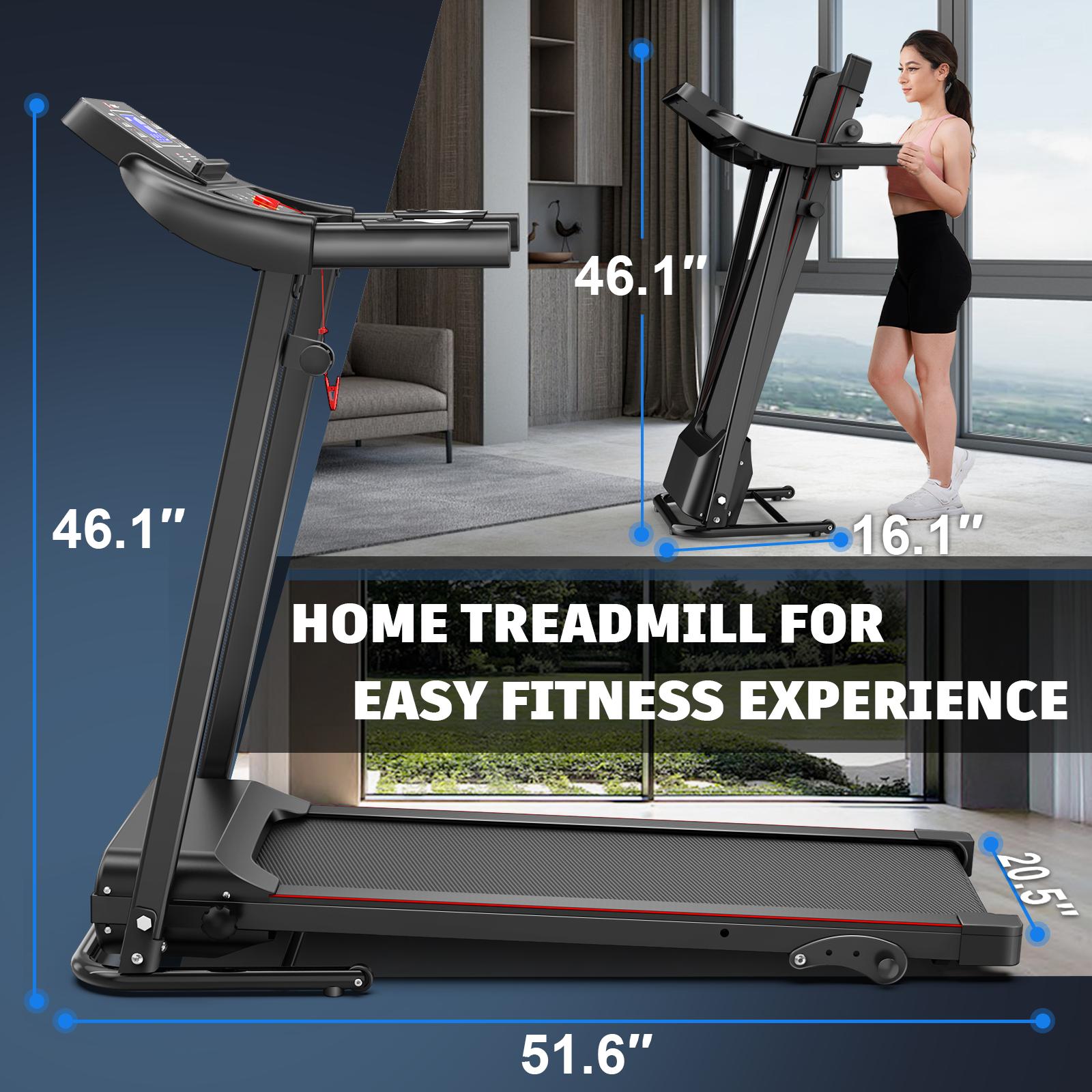 JMT-256714 Adjustable Incline Indoor Treadmill with Easy-to-Move Wheels for All Fitness Levels