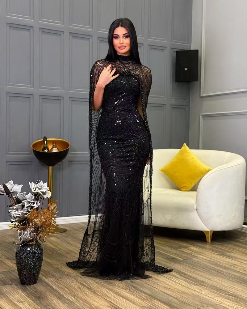 JMT-256714 Elegant Black Evening Dress for Women - Style SH0171