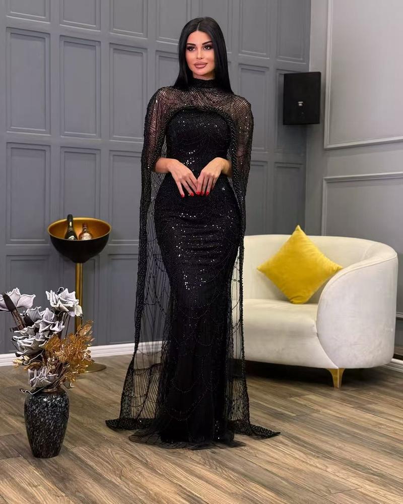 JMT-256714 Elegant Black Evening Dress for Women - Style SH0171