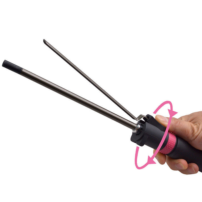 JMT-256778 360-Degree Rotating Electric Curling Iron with 5 Temperature Settings and Ceramic Coating