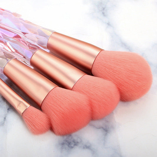 JMT-256906 10-Piece Crystal Makeup Brush Set with Diamond Handles and Premium Man-Made Fiber Bristles