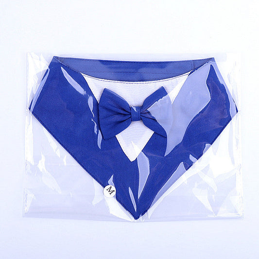 JMT-257290 Sky Blue Velcro Triangle Pet Saliva Towel - Cotton Polyester for Dogs, Available in XS, S, M, L