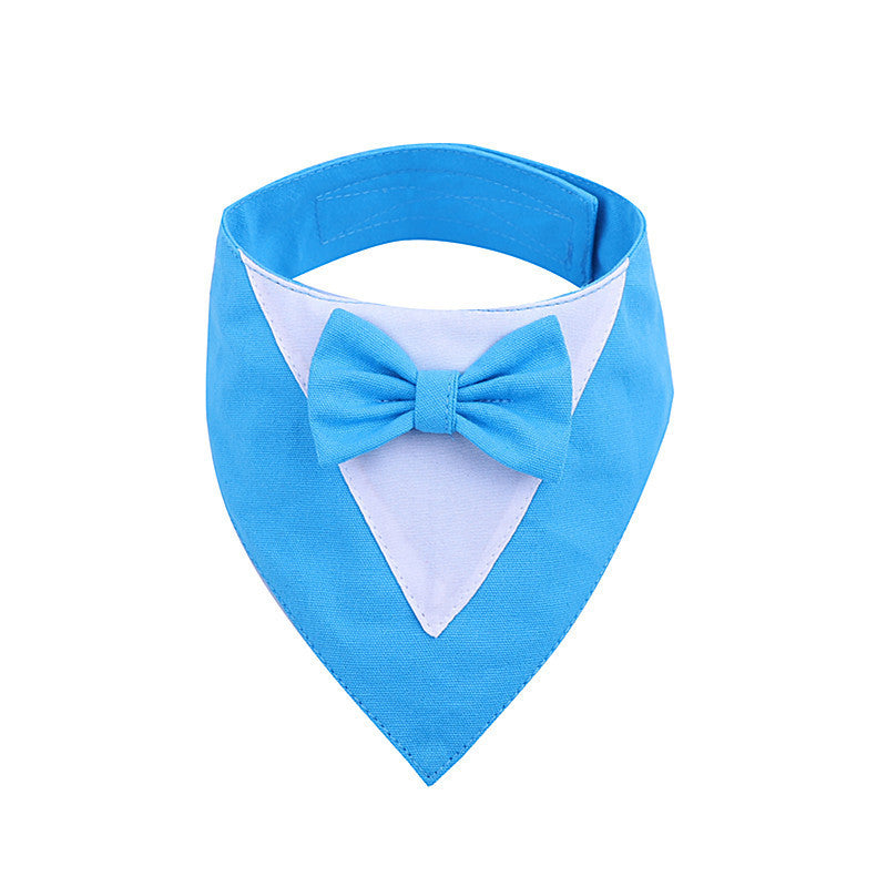 JMT-257290 Sky Blue Velcro Triangle Pet Saliva Towel - Cotton Polyester for Dogs, Available in XS, S, M, L