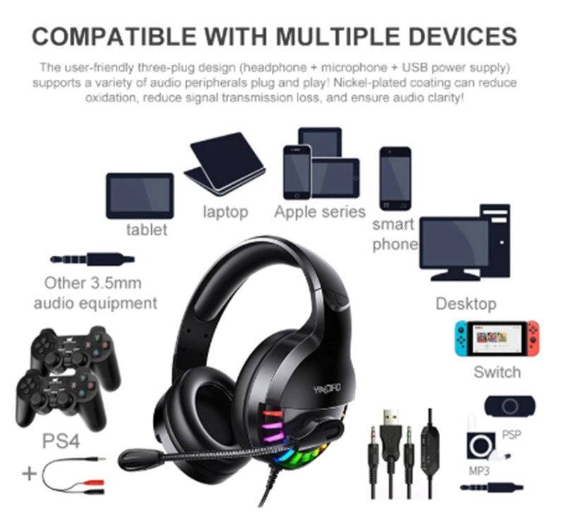 JMT-257290 Wired Gaming Headset with Microphone and Sound Card Control - Over-Ear, 3.5mm Connection