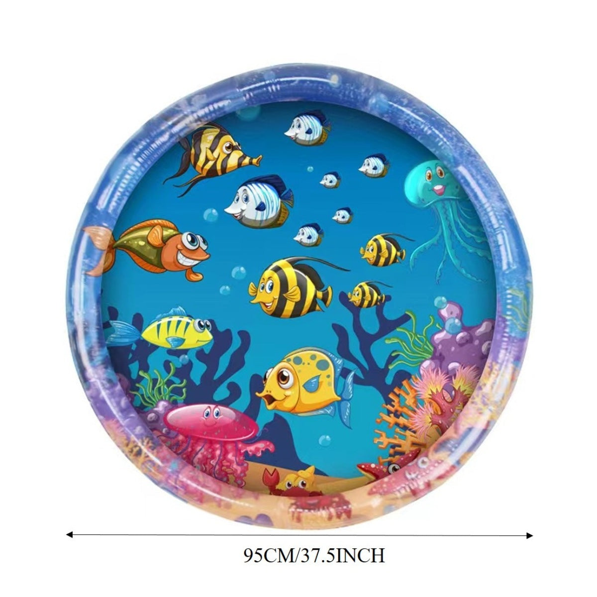 JMT-257610 Water Sensory Play Mat for Cats and Dogs - Interactive Cooling Exercise Toy with Floating Fish for Indoor and Outdoor Fun