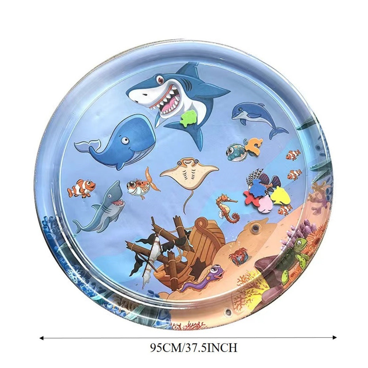 JMT-257610 Water Sensory Play Mat for Cats and Dogs - Interactive Cooling Exercise Toy with Floating Fish for Indoor and Outdoor Fun