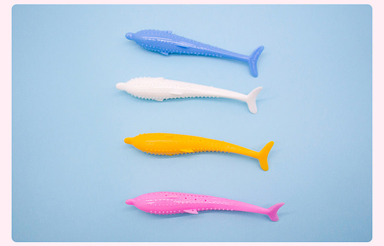 JMT-257866 Silicone Catnip Fish Toy for Cats - Durable Teeth Cleaning & Molar Design in Blue, Pink, White, Yellow