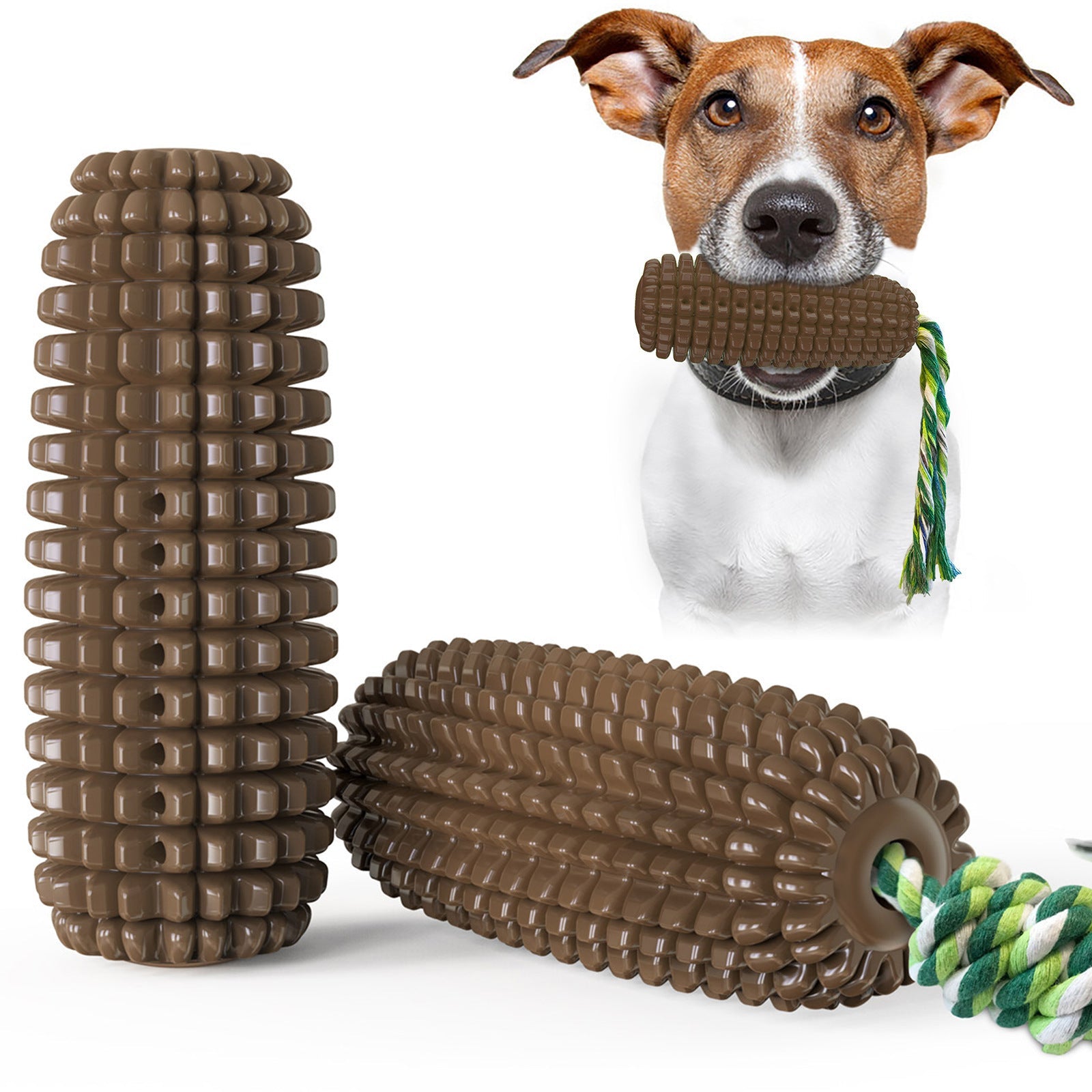 JMT-257930 Dog Corn Molar Stick Chew Toy with Sound and Suction Cup Design for Teeth Cleaning
