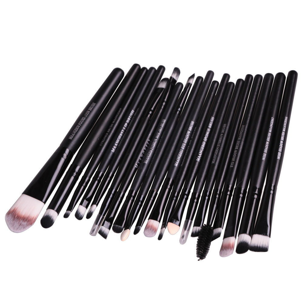 JMT-258058 20-Piece Eye Makeup Brush Set with Wooden Handles and Corrugated Silk Nylon Hair
