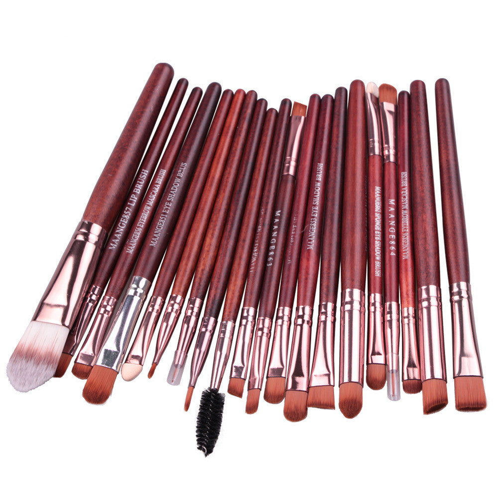 JMT-258058 20-Piece Eye Makeup Brush Set with Wooden Handles and Corrugated Silk Nylon Hair