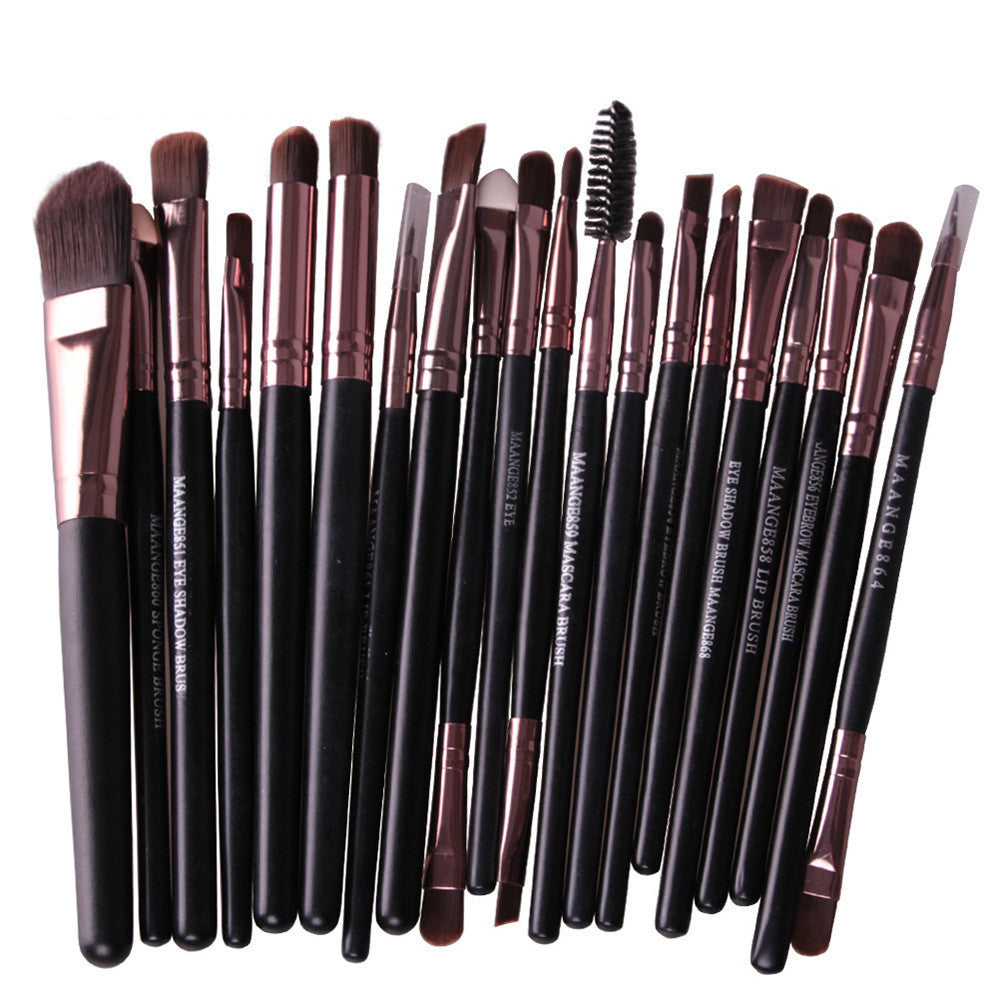 JMT-258058 20-Piece Eye Makeup Brush Set with Wooden Handles and Corrugated Silk Nylon Hair