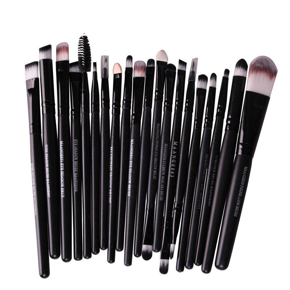 JMT-258058 20-Piece Eye Makeup Brush Set with Wooden Handles and Corrugated Silk Nylon Hair