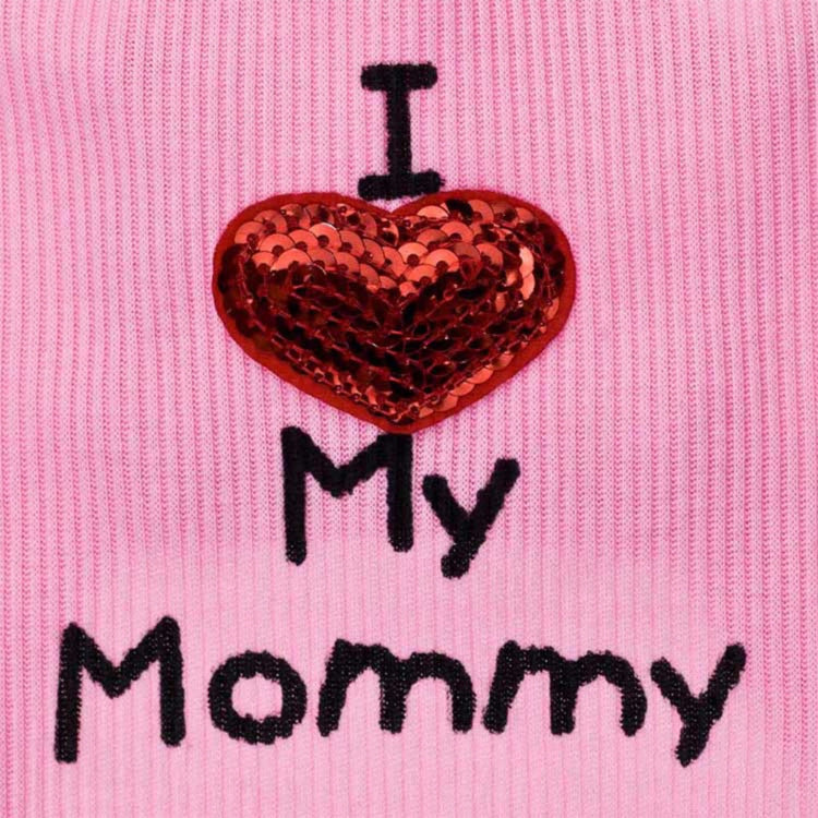 JMT-258570 Cotton Dog Vest with "I Love Mom" Design in Black, White, and Pink, Available in Multiple Sizes