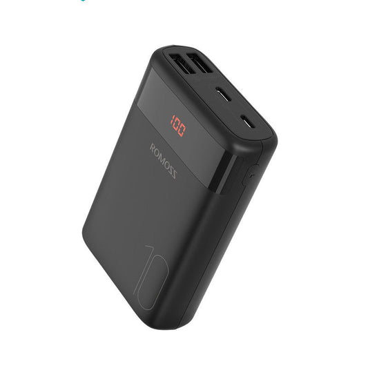 JMT-258954 10000mAh Mini Power Bank with Multi-U Port Output, Lightweight Design and Durable Plastic Shell, Black