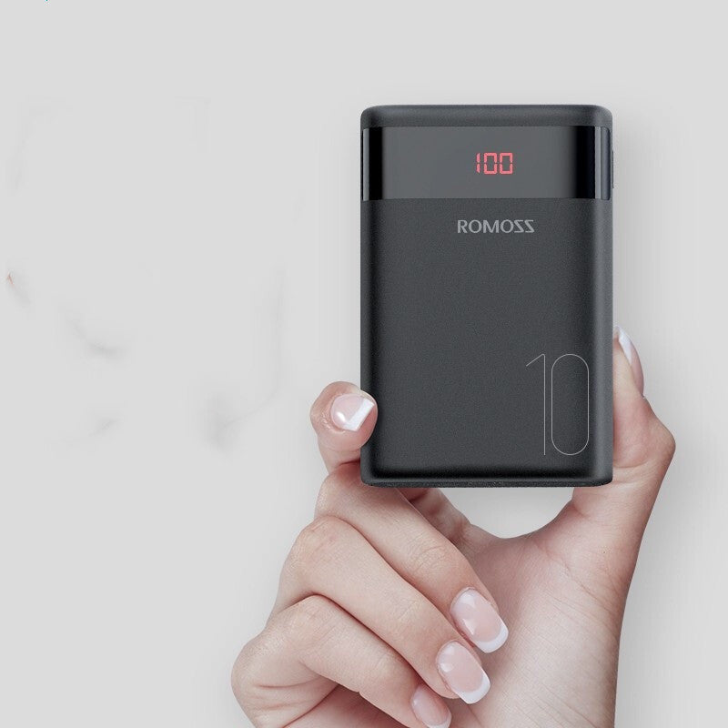 JMT-258954 10000mAh Mini Power Bank with Multi-U Port Output, Lightweight Design and Durable Plastic Shell, Black