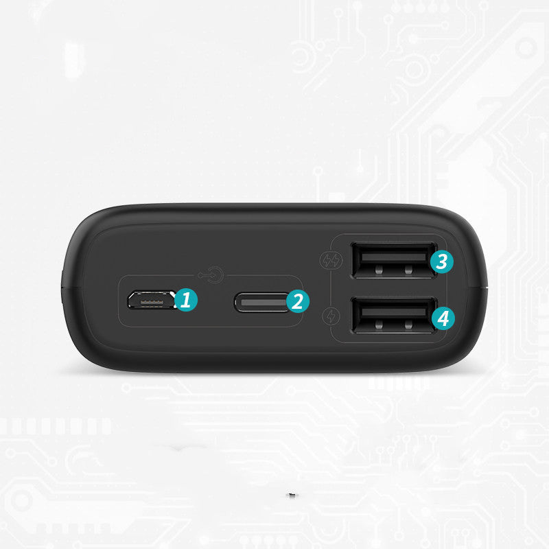 JMT-258954 10000mAh Mini Power Bank with Multi-U Port Output, Lightweight Design and Durable Plastic Shell, Black