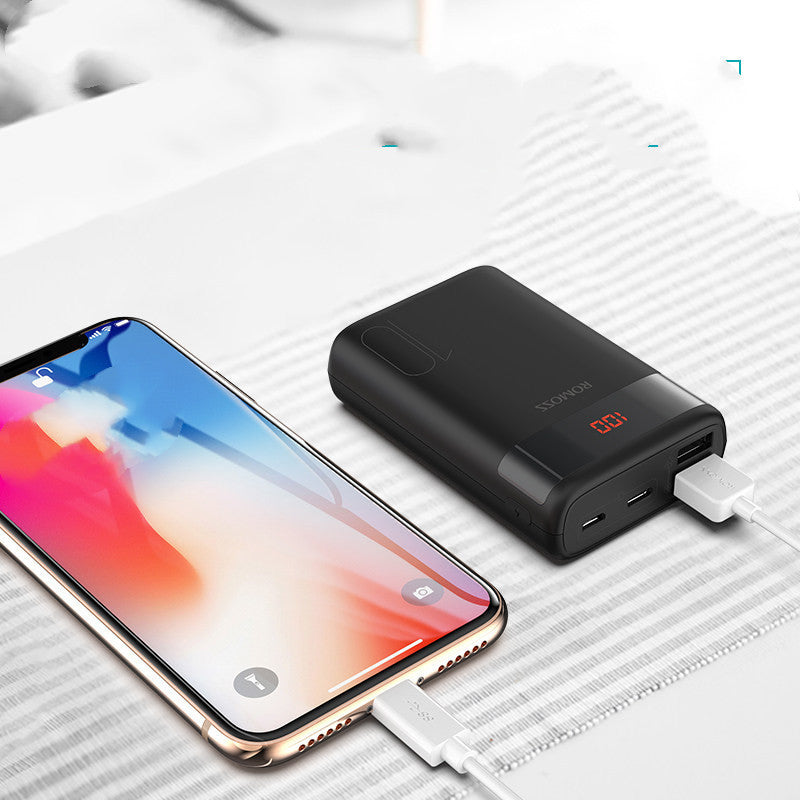 JMT-258954 10000mAh Mini Power Bank with Multi-U Port Output, Lightweight Design and Durable Plastic Shell, Black