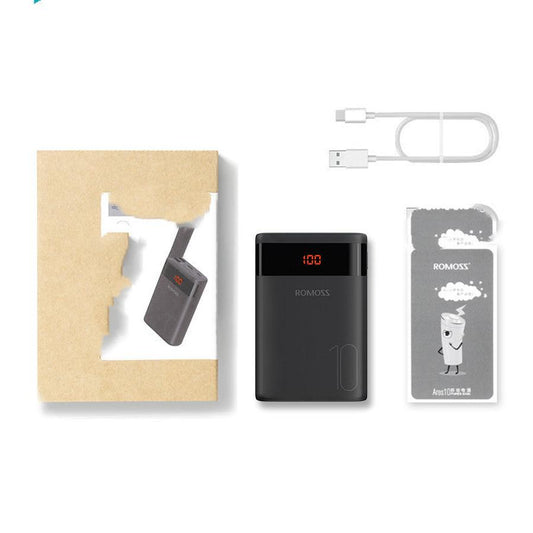 JMT-258954 10000mAh Mini Power Bank with Multi-U Port Output, Lightweight Design and Durable Plastic Shell, Black