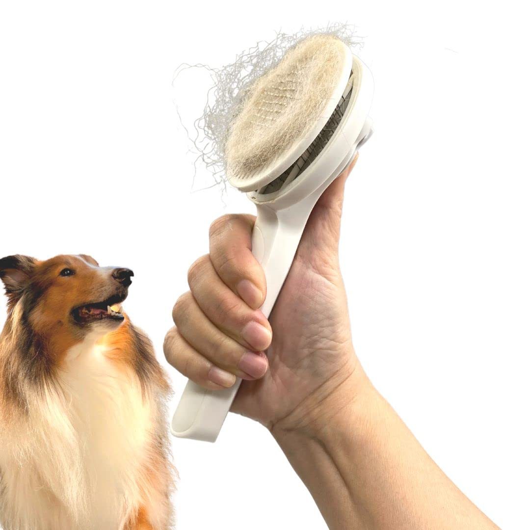 JMT-259018 Self-Cleaning Slicker Brush for Dogs and Cats - Ergonomic Pet Grooming Tool for Undercoat and Mat Removal