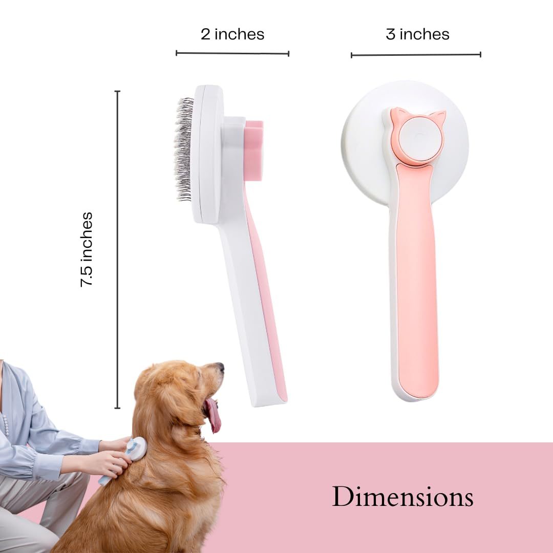JMT-259018 Self-Cleaning Slicker Brush for Dogs and Cats - Ergonomic Pet Grooming Tool for Undercoat and Mat Removal