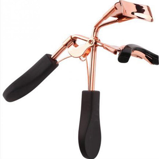 JMT-259210 Rose Gold Eyelash Curler with Black Rubber Handle, Durable Design and Comfortable Grip