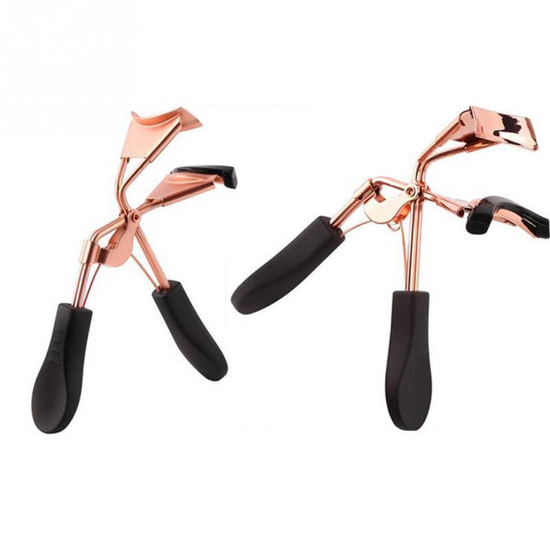 JMT-259210 Rose Gold Eyelash Curler with Black Rubber Handle, Durable Design and Comfortable Grip