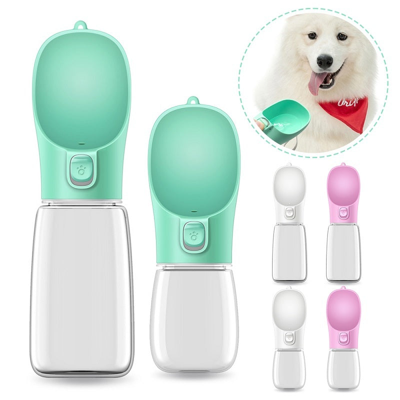JMT-260106 Portable Pet Drinking Cup - 350ML & 550ML Sizes - Easy Button Operation, Pink, White, Green