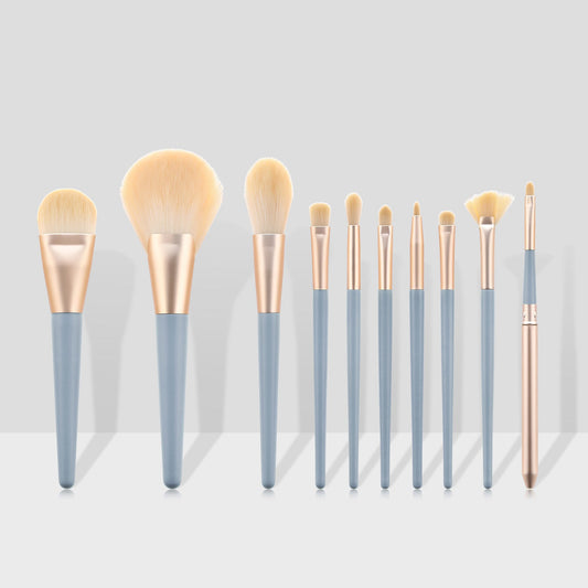 JMT-260362 10-Piece Makeup Brush Set with Wooden Handle and Nylon Bristles