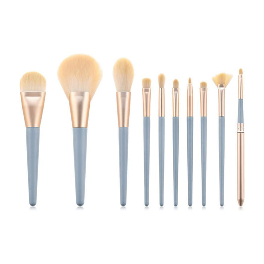 JMT-260362 10-Piece Makeup Brush Set with Wooden Handle and Nylon Bristles