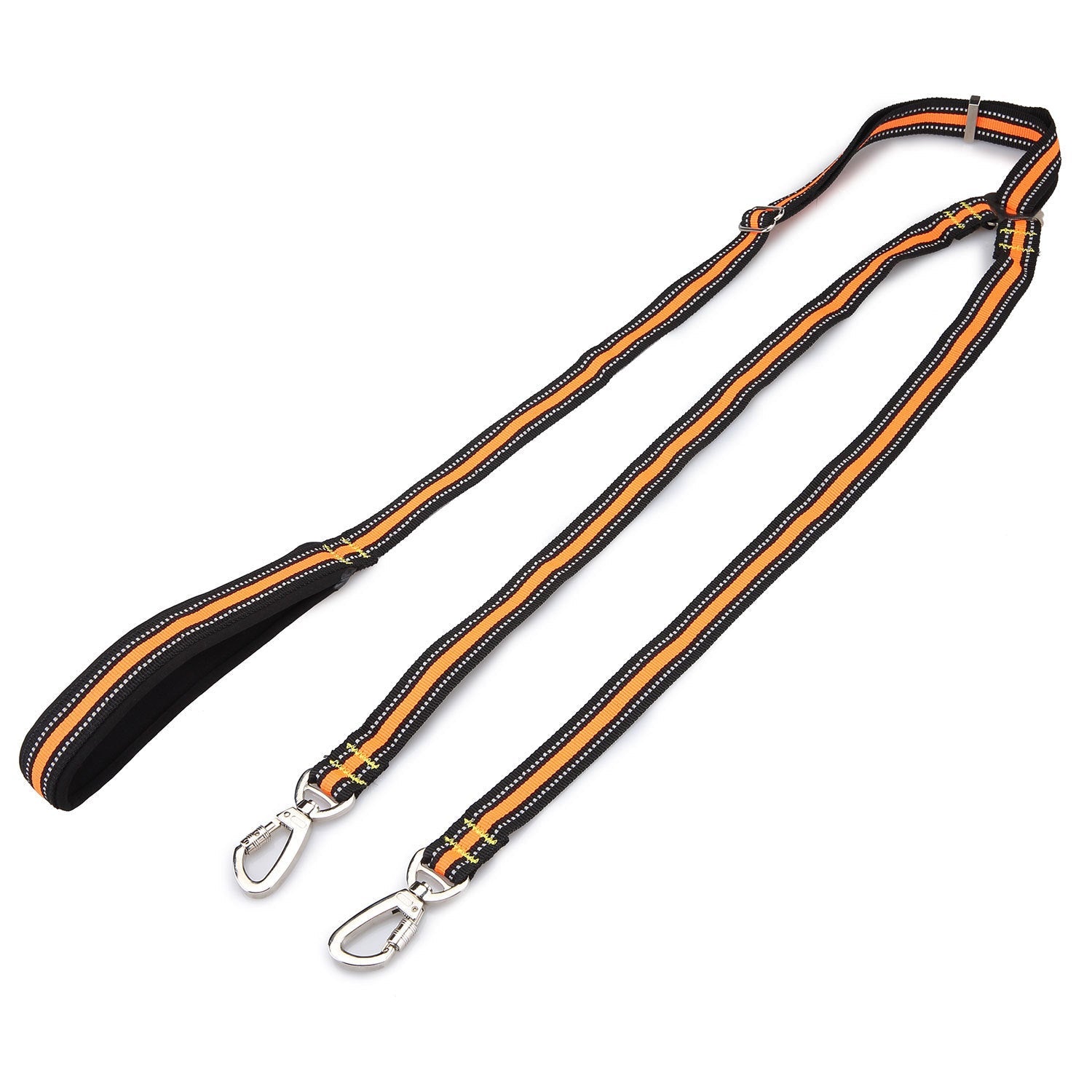 JMT-260426 Adjustable Reflective Nylon Pet Leash for Two Dogs - 50-140cm Main Traction, 60cm Spring Traction