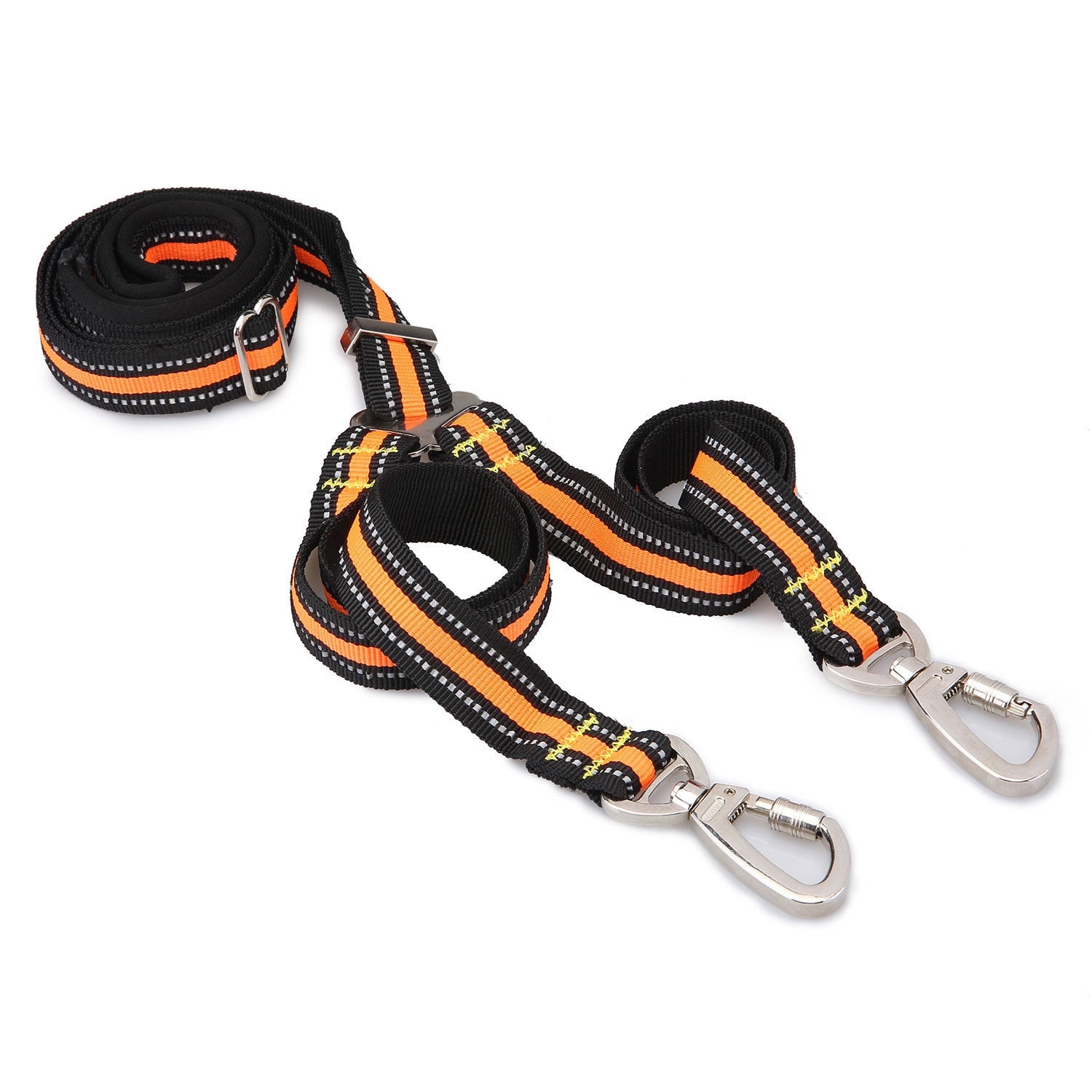 JMT-260426 Adjustable Reflective Nylon Pet Leash for Two Dogs - 50-140cm Main Traction, 60cm Spring Traction
