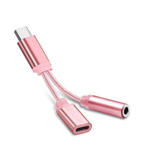 JMT-260746 2-in-1 Type-C to 3.5mm Headphone Adapter Cable, Available in Multiple Colors