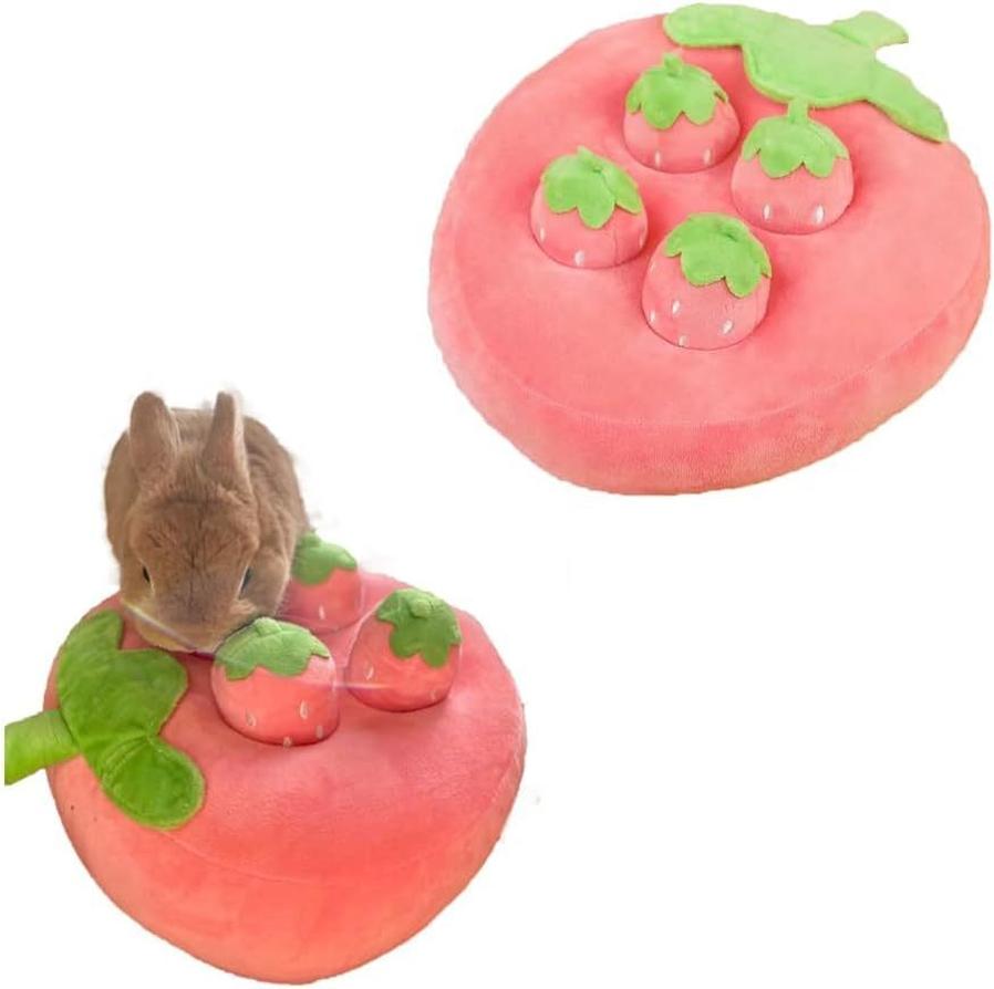 JMT-261066 Interactive Plush Strawberry Snuffle Mat for Dogs, Bunnies, and Guinea Pigs - Engage and Entertain