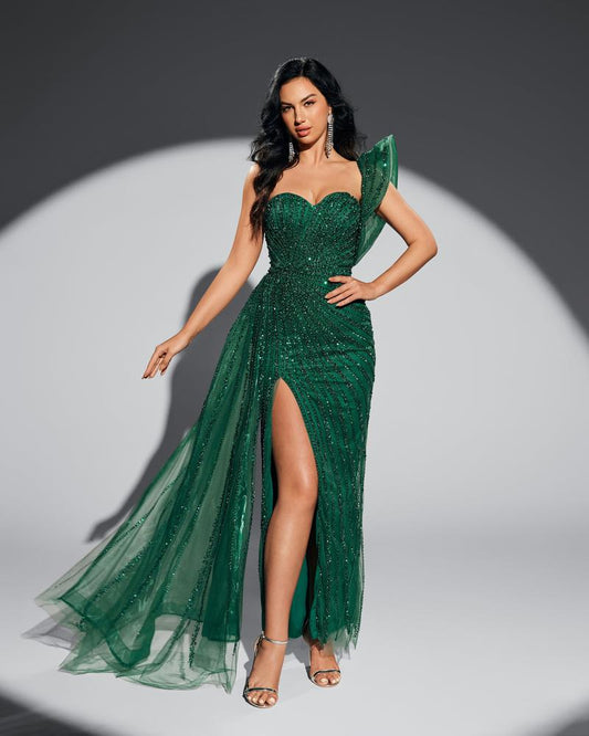 JMT-261322 Elegant Green Evening Dress for Women - Model SH0115