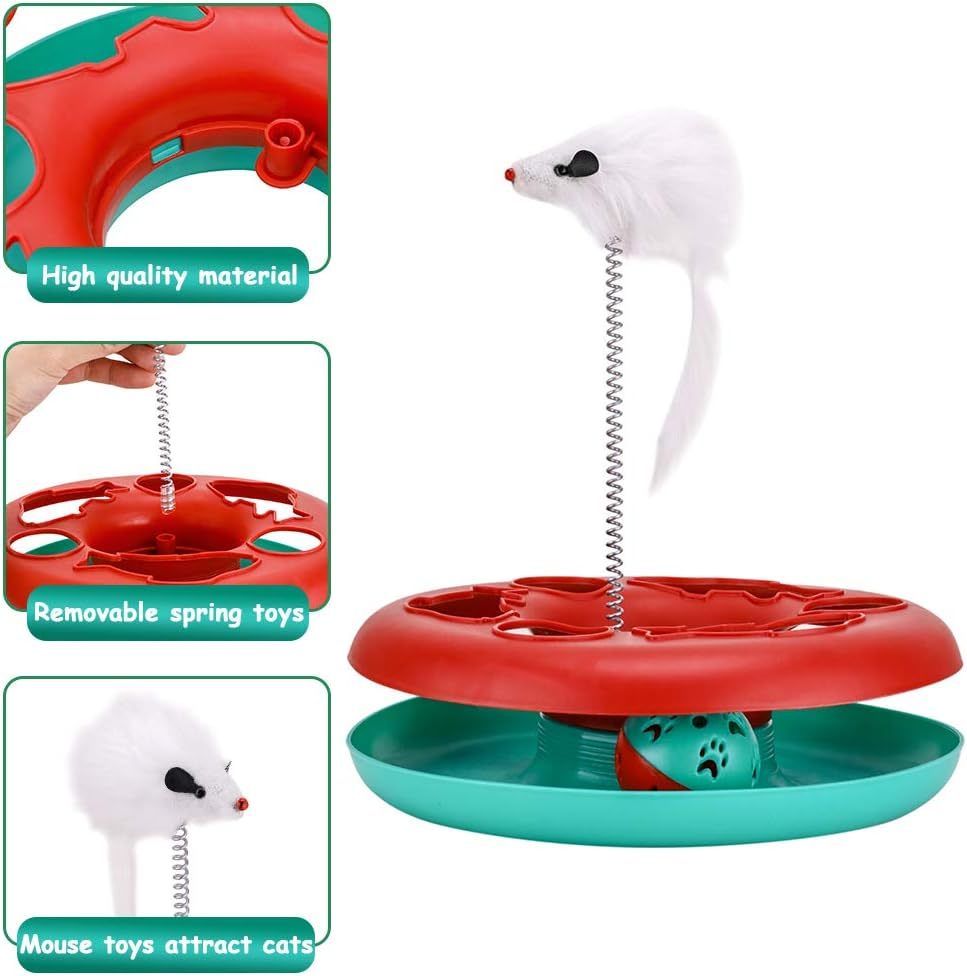 JMT-261386 Interactive Cat Toy Tower with Teaser Mouse and Exercise Balls for Indoor Cats
