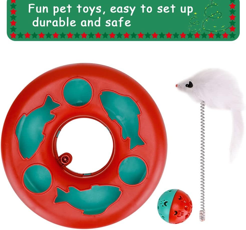 JMT-261386 Interactive Cat Toy Tower with Teaser Mouse and Exercise Balls for Indoor Cats
