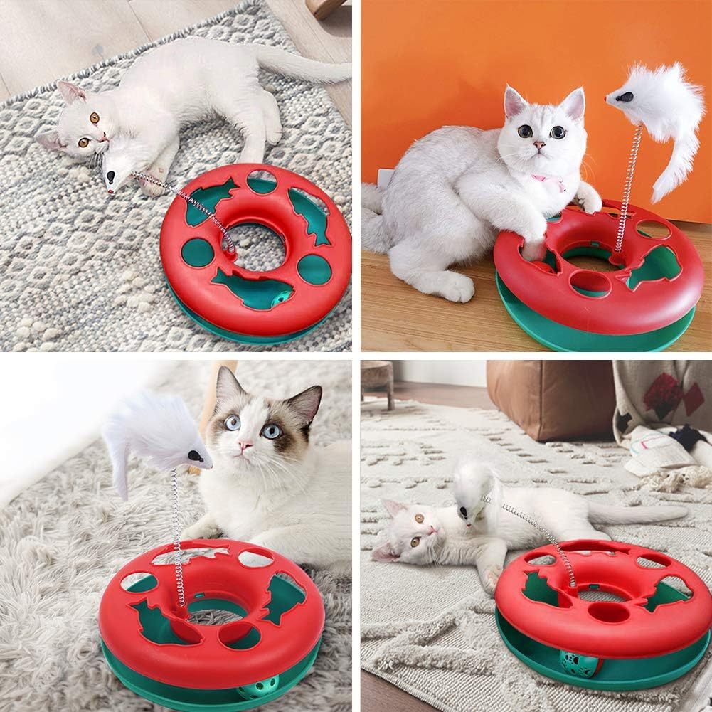 JMT-261386 Interactive Cat Toy Tower with Teaser Mouse and Exercise Balls for Indoor Cats