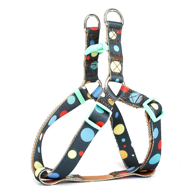 JMT-261578 Adjustable Nylon Dog Collar and Leash Set with Chest Harness for Small to Large Dogs - Versatile in Pink, Blue, Yellow, and Green