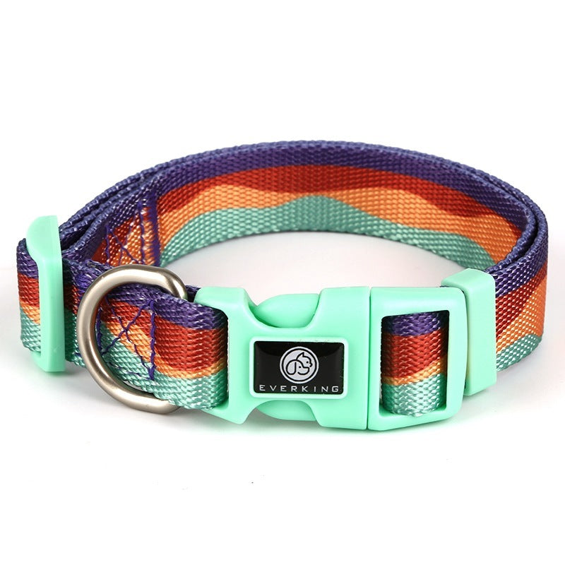 JMT-261578 Adjustable Nylon Dog Collar and Leash Set with Chest Harness for Small to Large Dogs - Versatile in Pink, Blue, Yellow, and Green