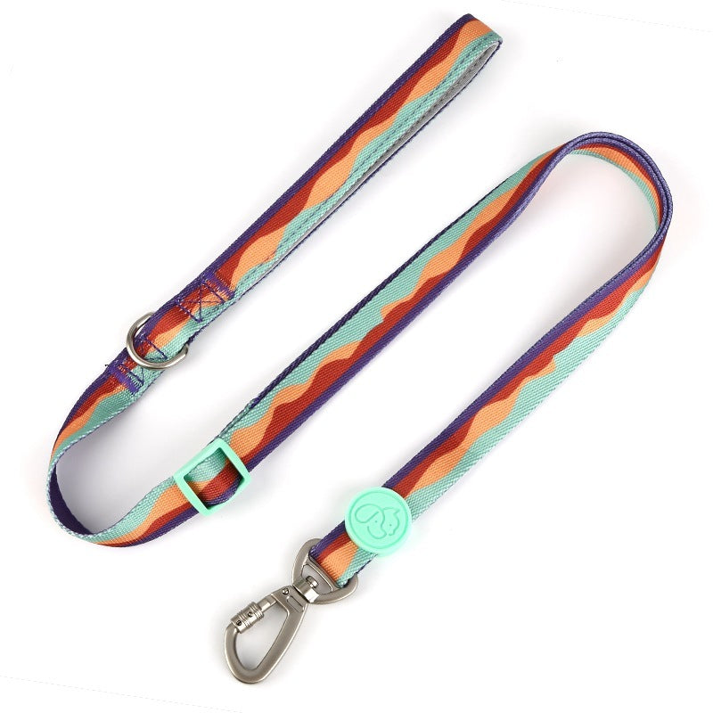 JMT-261578 Adjustable Nylon Dog Collar and Leash Set with Chest Harness for Small to Large Dogs - Versatile in Pink, Blue, Yellow, and Green