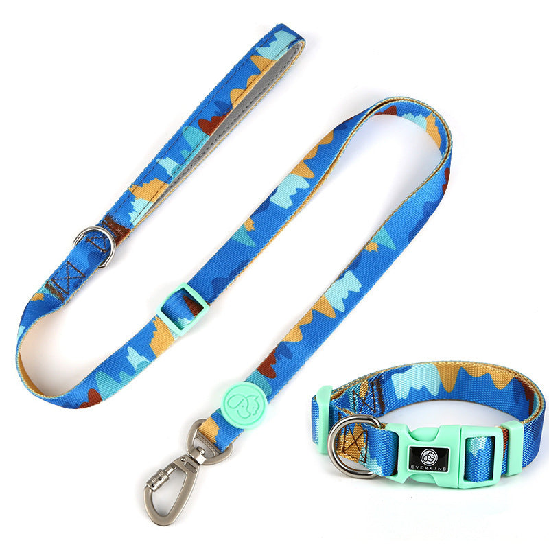 JMT-261578 Adjustable Nylon Dog Collar and Leash Set with Chest Harness for Small to Large Dogs - Versatile in Pink, Blue, Yellow, and Green