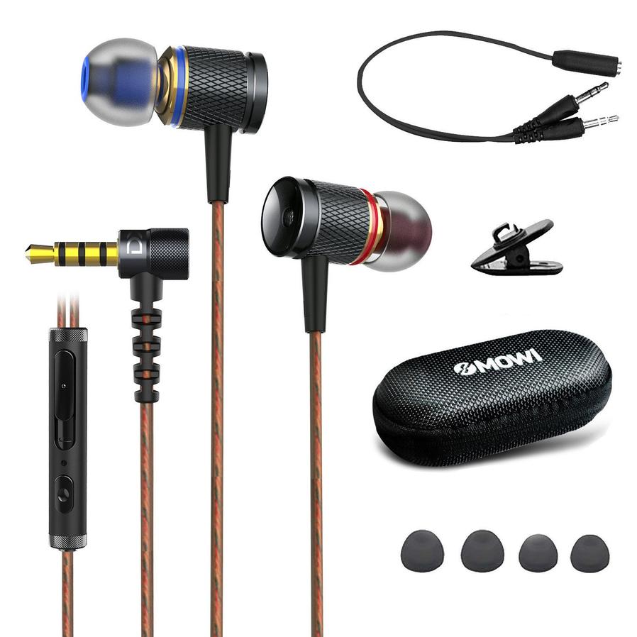 JMT-261898 Magnetic Metal In-Ear Headphones with Remote Control - Black & Gold, 3.5mm Plug with Adapter