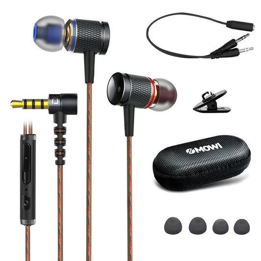 JMT-261898 Magnetic Metal In-Ear Headphones with Remote Control - Black & Gold, 3.5mm Plug with Adapter