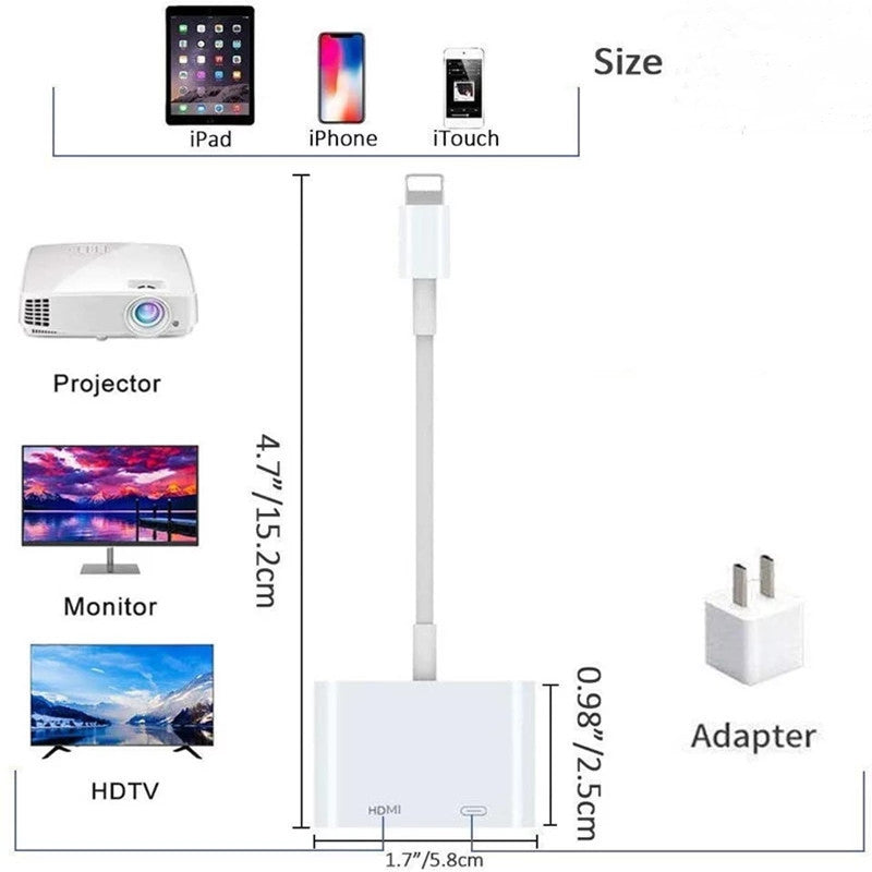 JMT-262026 HDMI Projector Adapter Cable - 1080P Resolution, 0.18m Length, On-Screen Converter in White