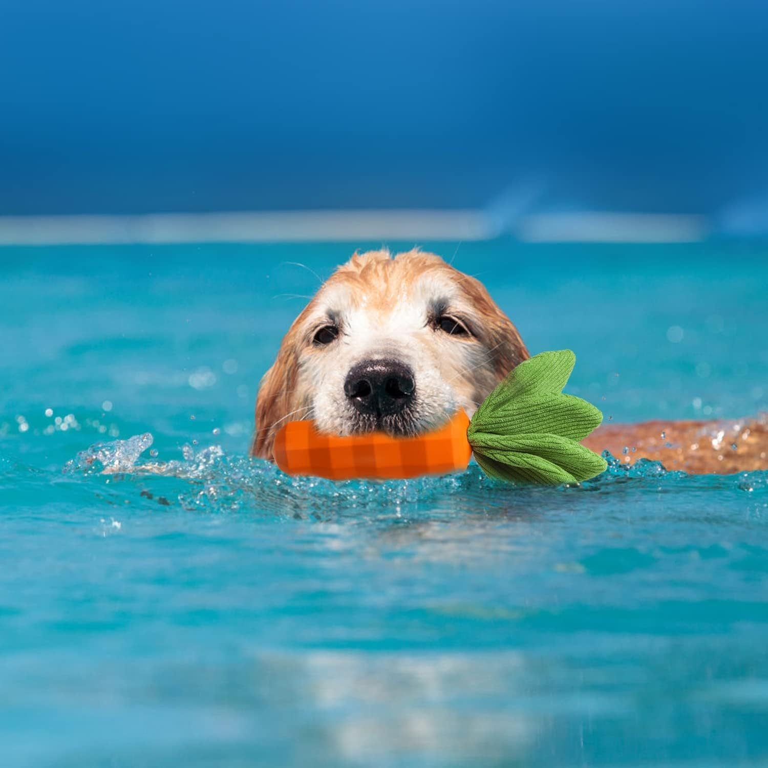 JMT-262218 Interactive Rubber Carrot Dog Toy for Medium Aggressive Chewers with Squeaker and Dental Care Features