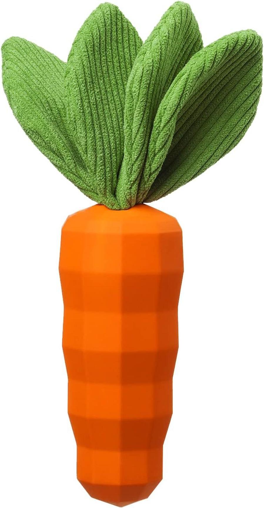 JMT-262218 Interactive Rubber Carrot Dog Toy for Medium Aggressive Chewers with Squeaker and Dental Care Features