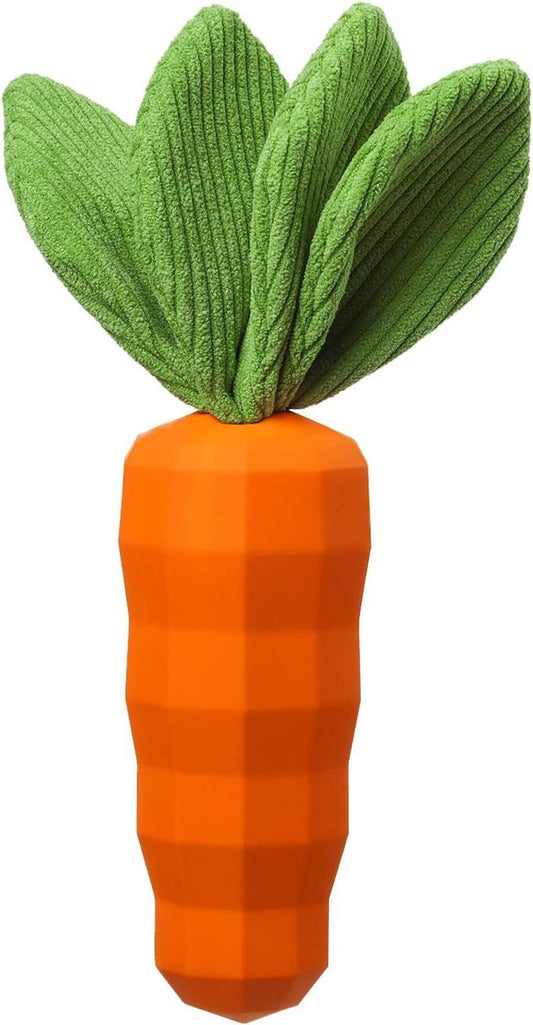 JMT-262218 Interactive Rubber Carrot Dog Toy for Medium Aggressive Chewers with Squeaker and Dental Care Features