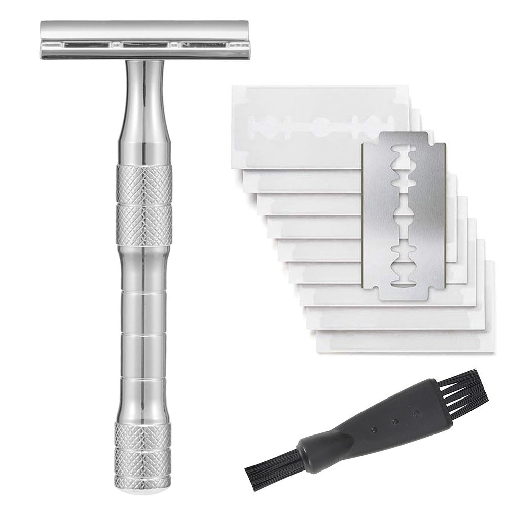 JMT-262474 Double-Sided Shaver with Alloy Handle & Replacement Blades - Multiple Color Options Available