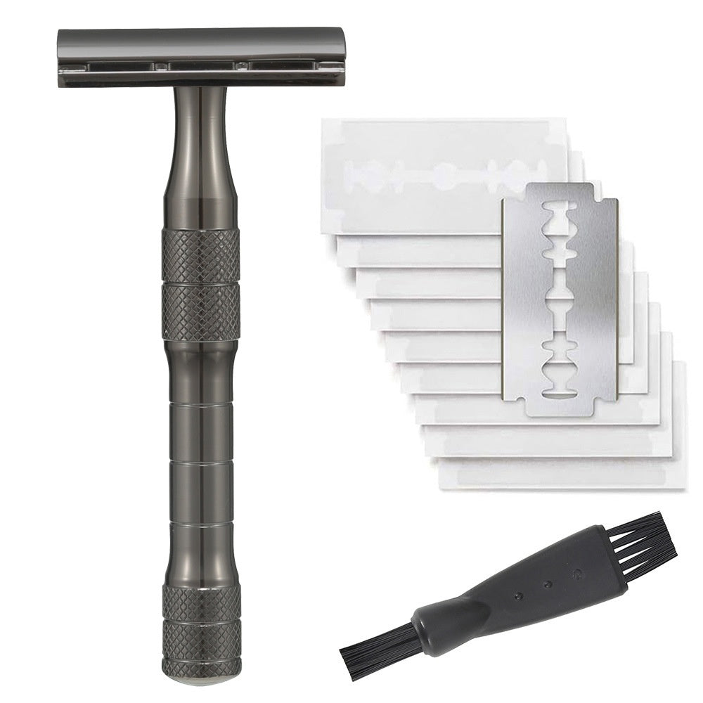 JMT-262474 Double-Sided Shaver with Alloy Handle & Replacement Blades - Multiple Color Options Available